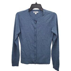 New York & Company Women's Blue Soft Acrylic Gem Button Up LS Cardigan Size S